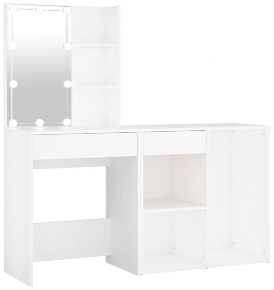 vidaXL LED-Schminktisch mit Schrank Weiß Holzwerkstoff 3082017 Bild 1