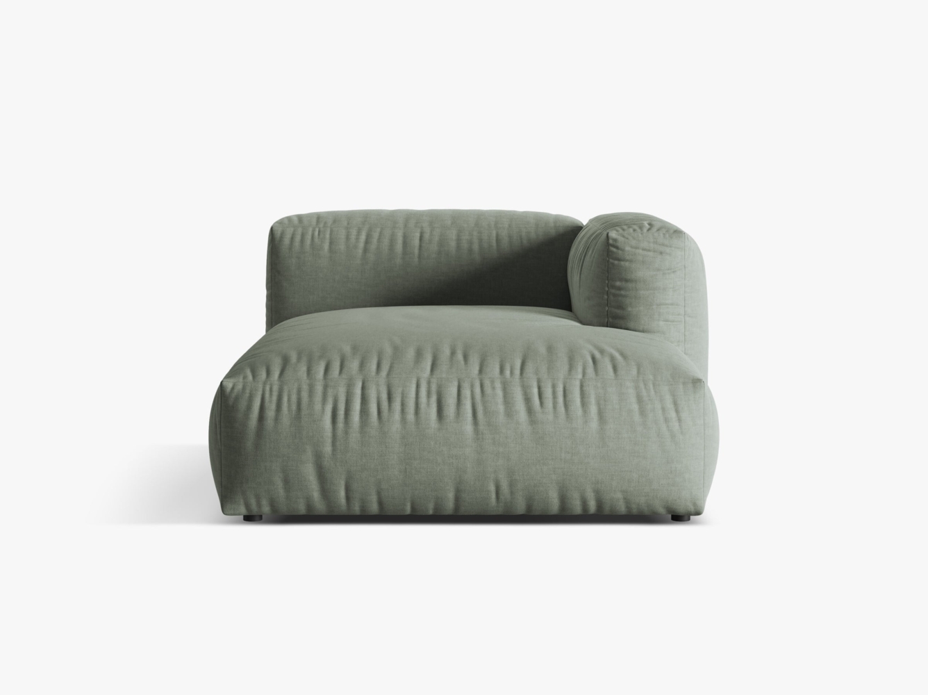 Micadoni Chaise Longue Martina 1-Sitzer Strukturierter Stoff Moßgrün Rechts Bild 1