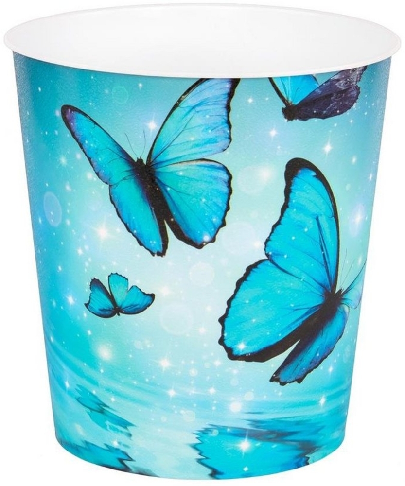 Idena Papierkorb Schmetterling Motiv, 9 Liter, Kunststoff, Mülleimer für Kinderzimmer, Blau Bild 1