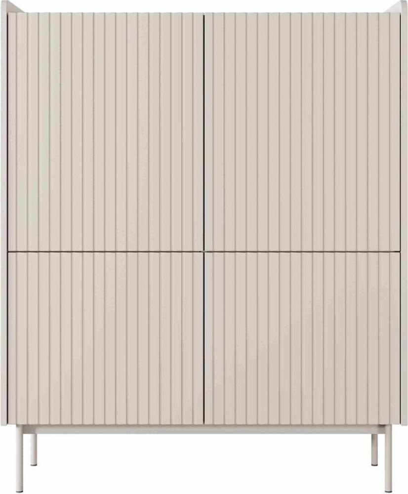 Furnix Highboard Niklaus Kommode mit vier Türen und Metallbeine elegant Beige, 8 geräumige Fächer Bild 1