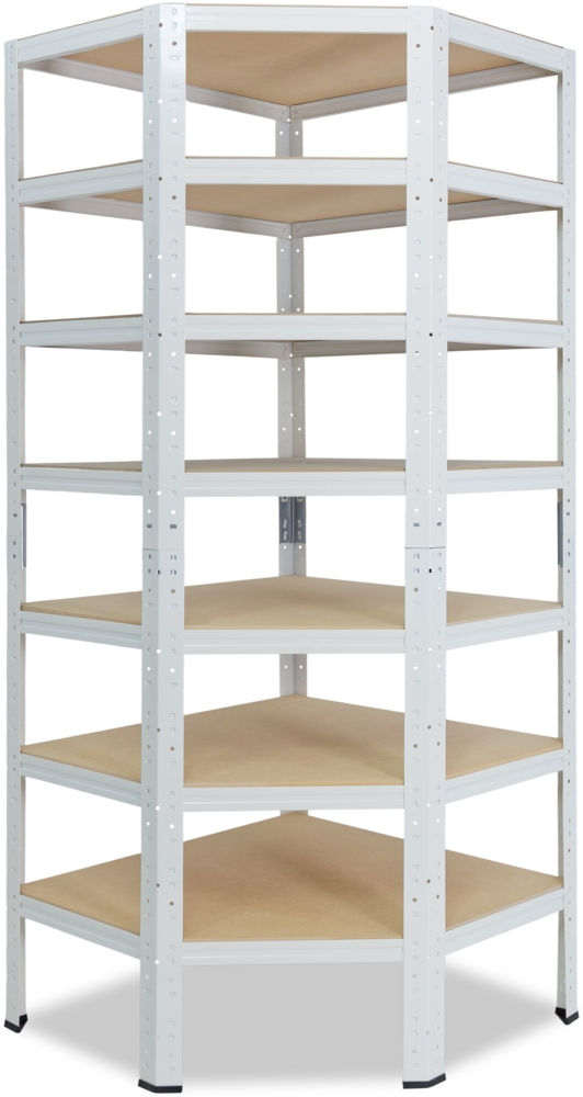 shelfplaza HOME 230x80x50 cm Eckregal in weiß mit 7 Böden und 125 kg Traglast pro Boden Bild 1