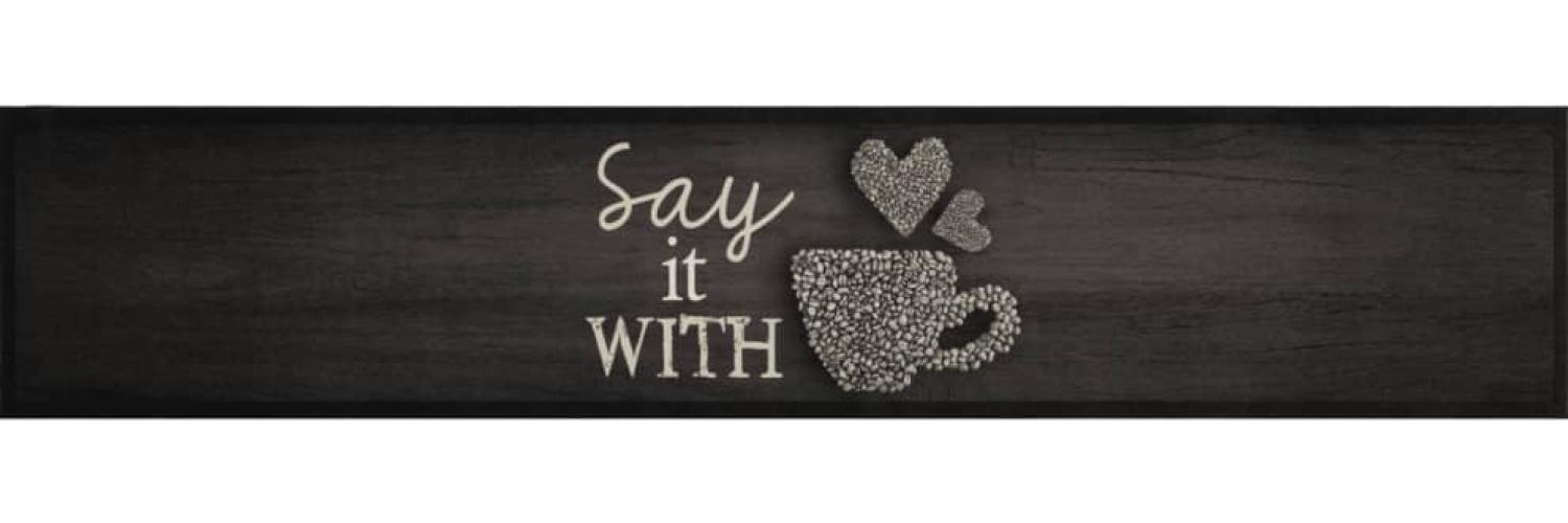 vidaXL Küchenteppich Waschbar Tasse Schwarz 60x300 cm Samt 4005595 Bild 1