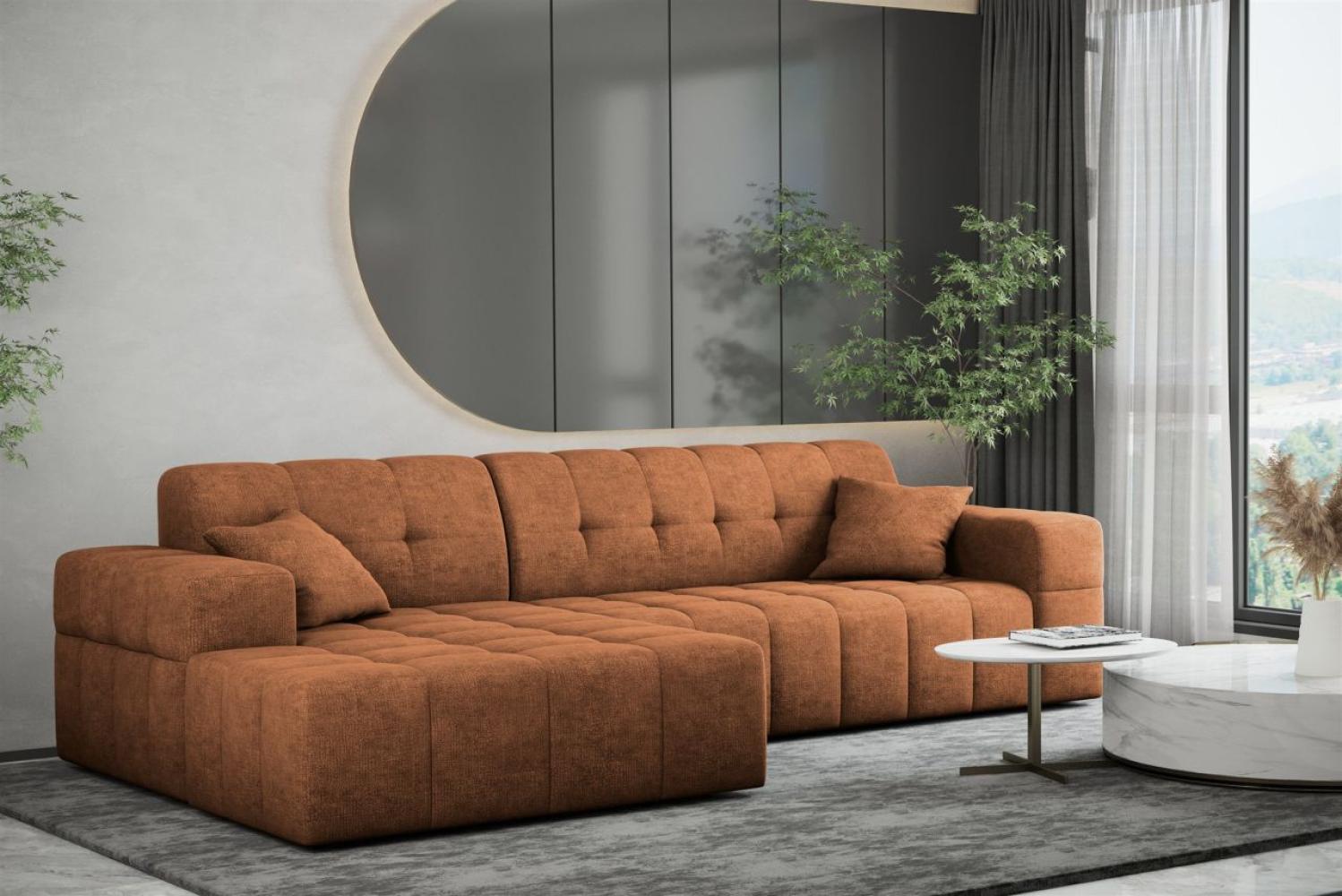 Ecksofa Designersofa NANCY in Stoff Perfekt Harmony Caramel Ottomane Links Bild 1