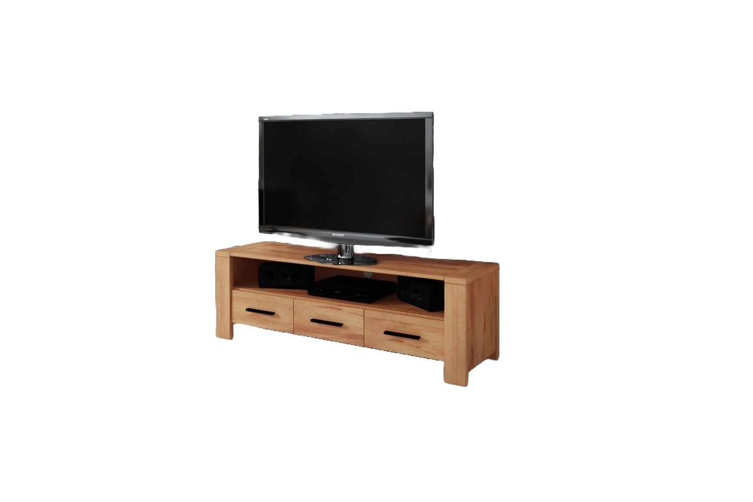 TV-Board Lubic aus Kernbuche massiv 155x45x51 mit 3 Schubladen 1 Fach Holzbeinen Bild 1