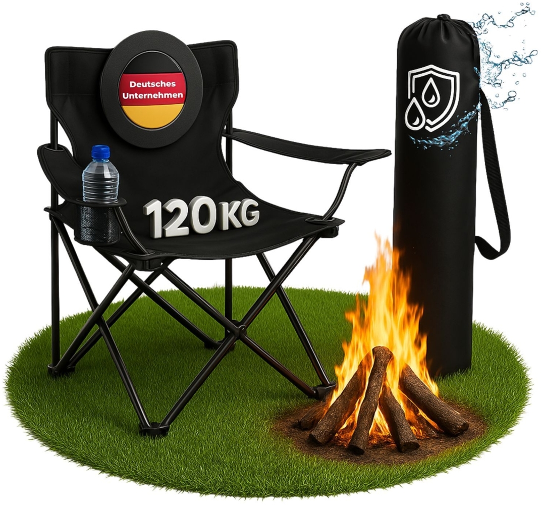 Coemo faltbarer Campingstuhl Faltstuhl mit Tragetasche in Schwarz Bild 1