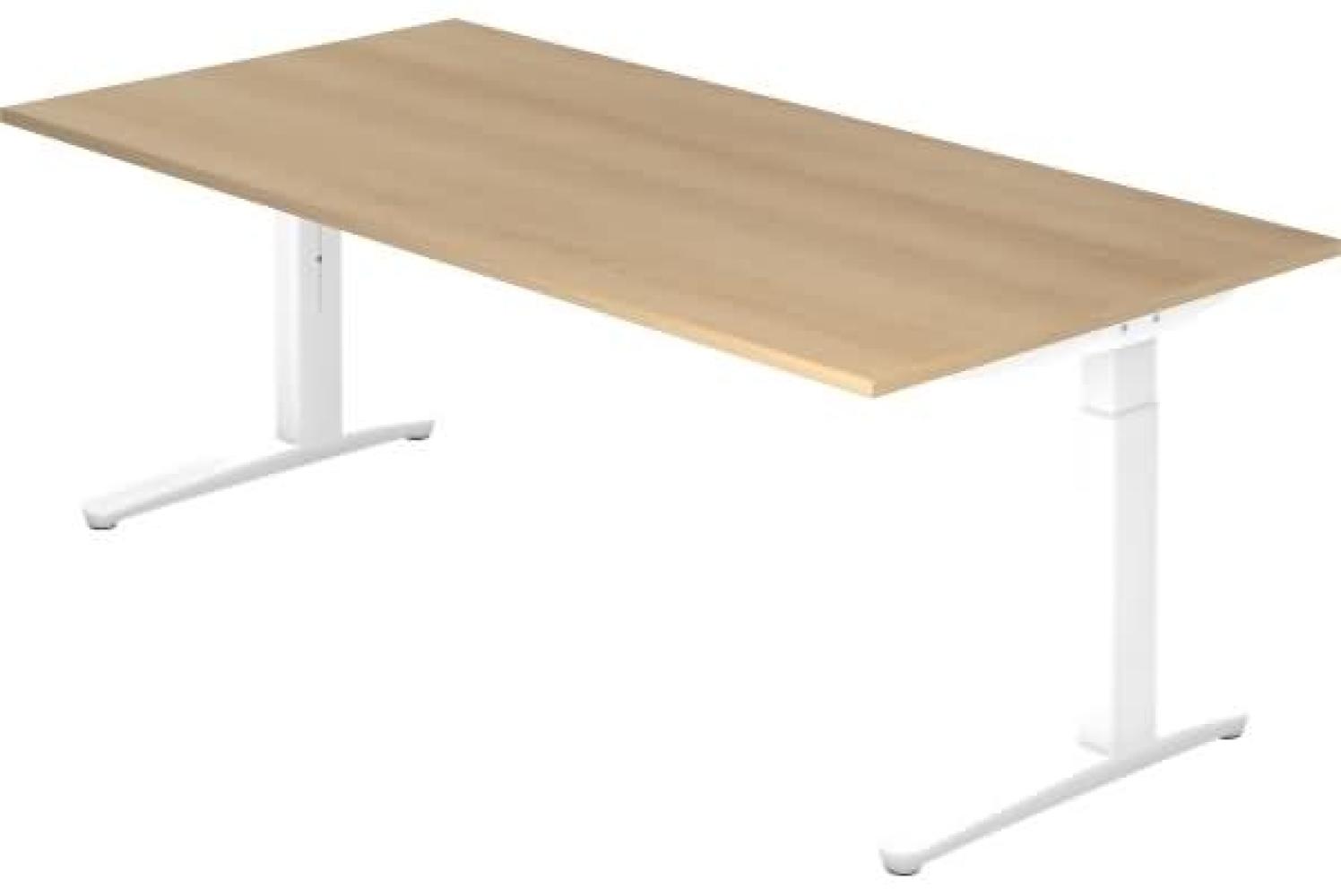 'XB2E' Schreibtisch C-Fuß 200x100 cm Eiche Weiß Bild 1