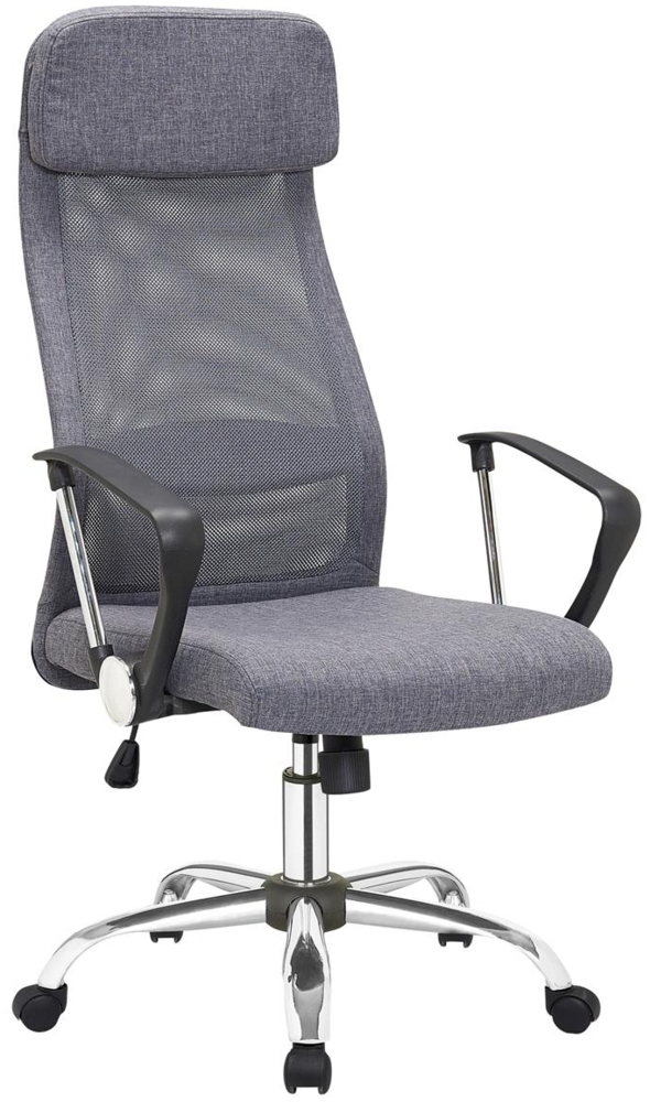 Bürostuhl Chrom, Nylon, Mesh und Leinen Grau Bild 1