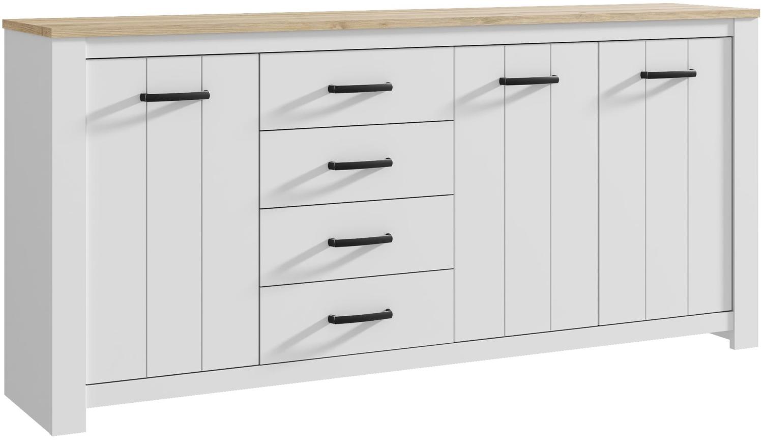 Sideboard >Chelles< in Weiß matt - 206x95,7x42,2cm (BxHxT) Bild 1