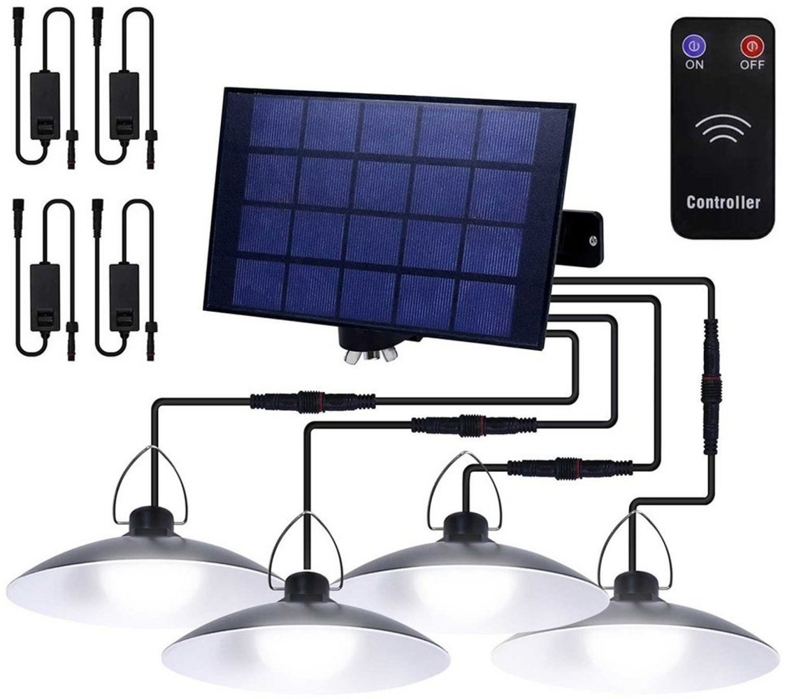 Rosnek LED Außen-Deckenleuchte 1/2/3/4 Kopf, Solar, Vintage, für Shop Hof Garage Verandatür, Warmweiß, Weiß, Fernbedienung, wasserdicht Bild 1