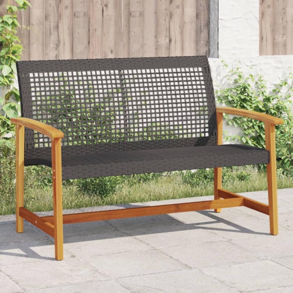 vidaXL Gartenbank Schwarz 112 cm Poly Rattan und Akazienholz 367598 Bild 1