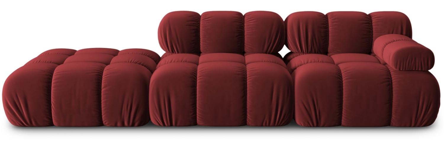 Micadoni Modulares Sofa Bellis 4-Sitzer Links Samtstoff Dunkelrot Bild 1