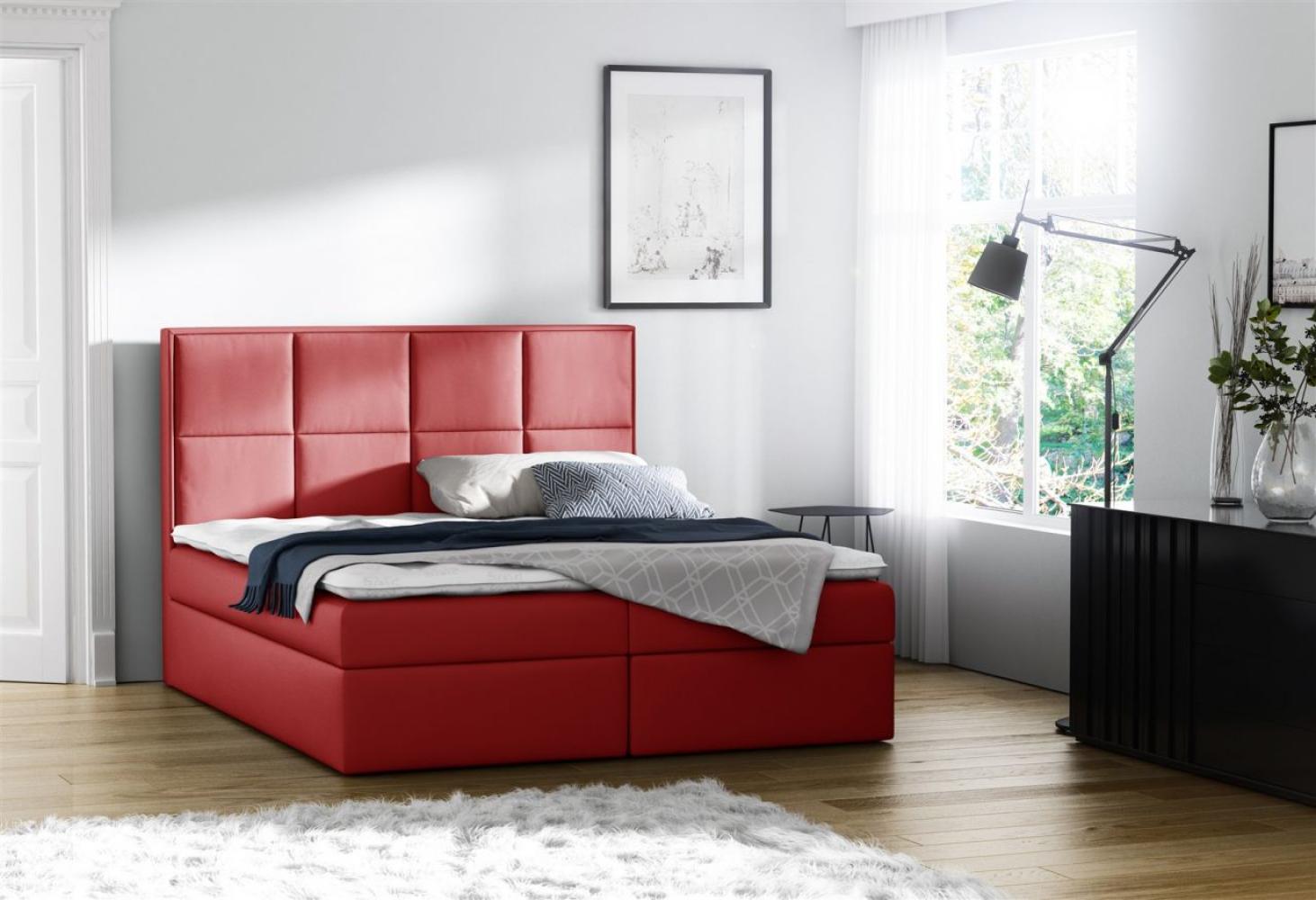 Boxspringbett MEDIANO Kunstleder Rot 140x200 cm inkl. Bettkasten Bild 1
