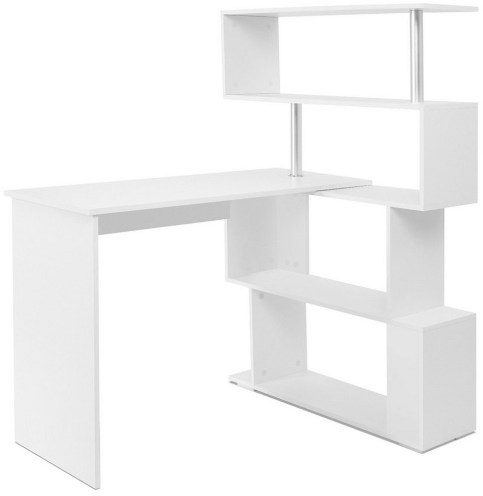 Mondeer Eckschreibtisch Schreibtisch, mit 360 Grad Drehbarem Bücherregal 157 x 45 x 130,5 cm Bild 1