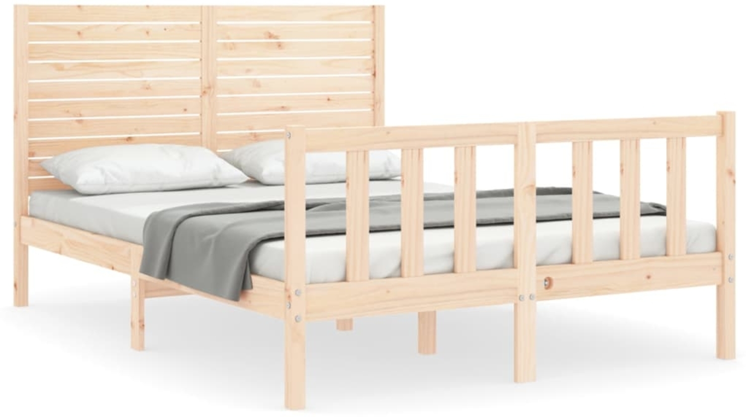 vidaXL Massivholzbett ohne Matratze 140x190 cm Kiefernholz 3193186 Bild 1