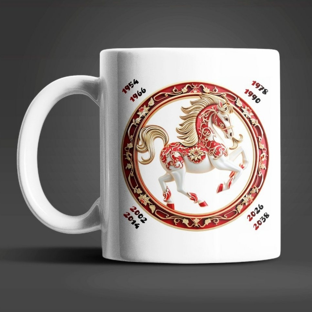 WS-Trend Tasse Pferd Chinesisches Jahres Sternzeichen Tasse Kaffeetasse Teetasse, Keramik Bild 1