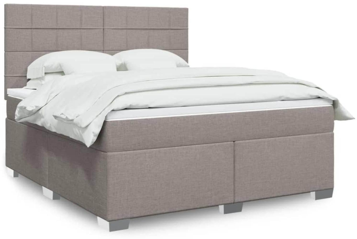 vidaXL Boxspringbett mit Matratze Taupe 180x200 cm Stoff 3292871 Bild 1