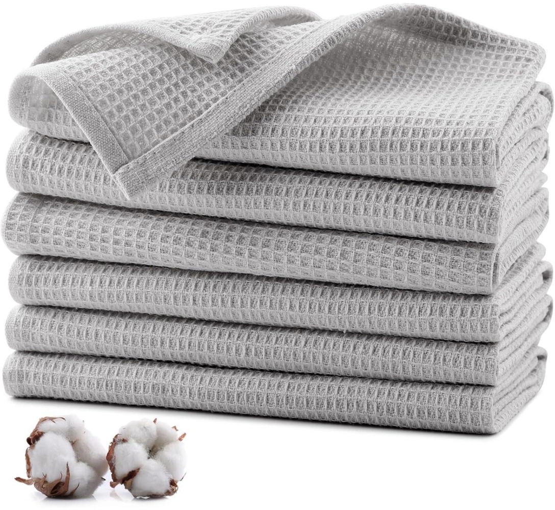 Jogoico 6er Set Baumwolle Waffeltücher Geschirrtücher 35x35cm Tea Towels Bild 1
