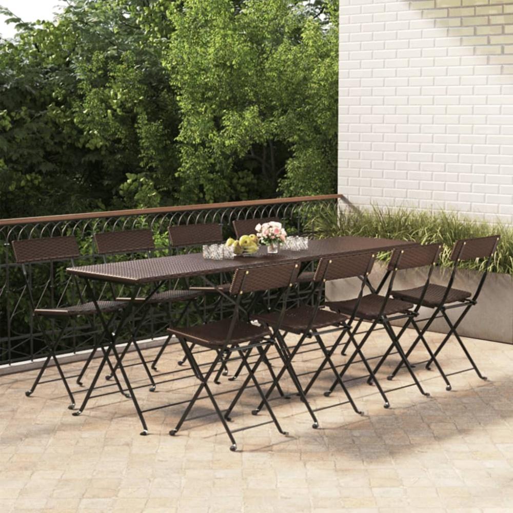 vidaXL Bistrostühle 8 Stk. Klappbar Braun Poly Rattan und Stahl 3152117 Bild 1