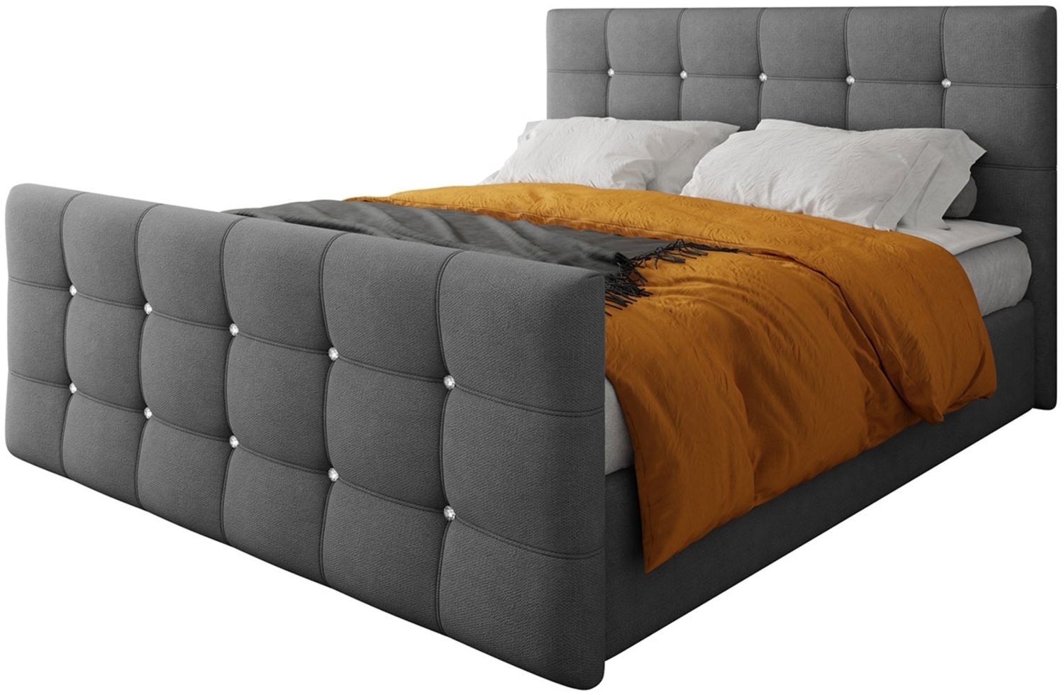 Mirjan24 Boxspringbett Atasir, Grau 140 x 200 cm Webstoff Bild 1