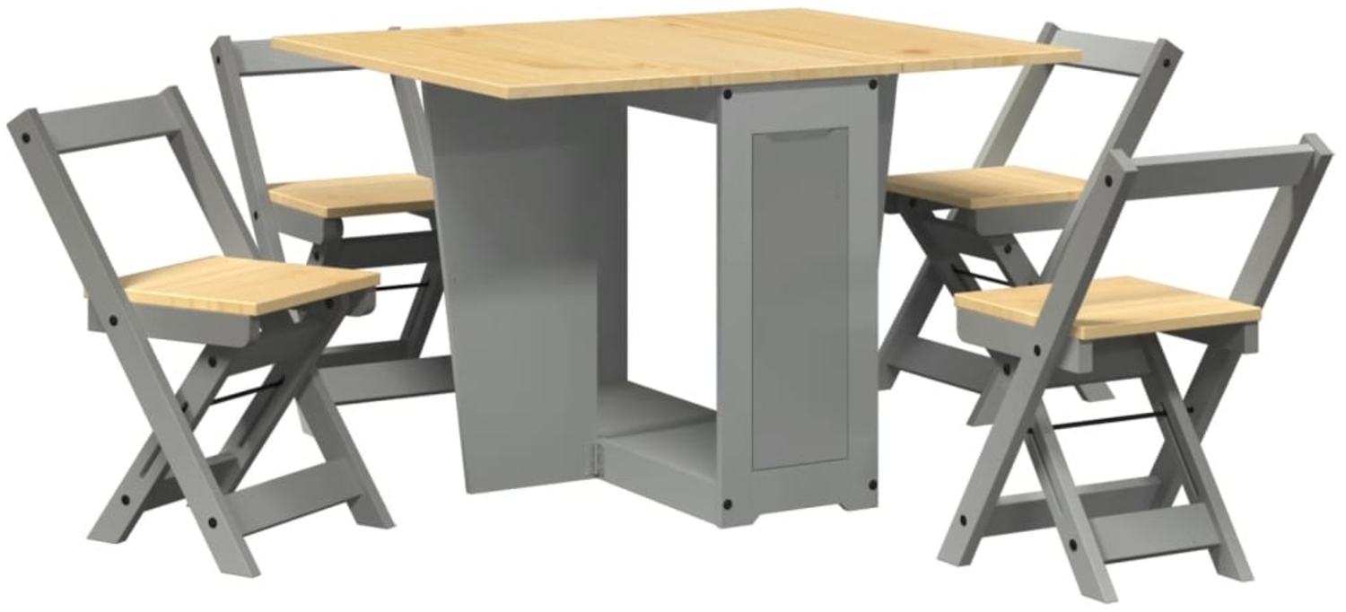 vidaXL 5-tlg. Butterfly-Esstisch-Set Corona Grau Kiefernholz 3295718 Bild 1