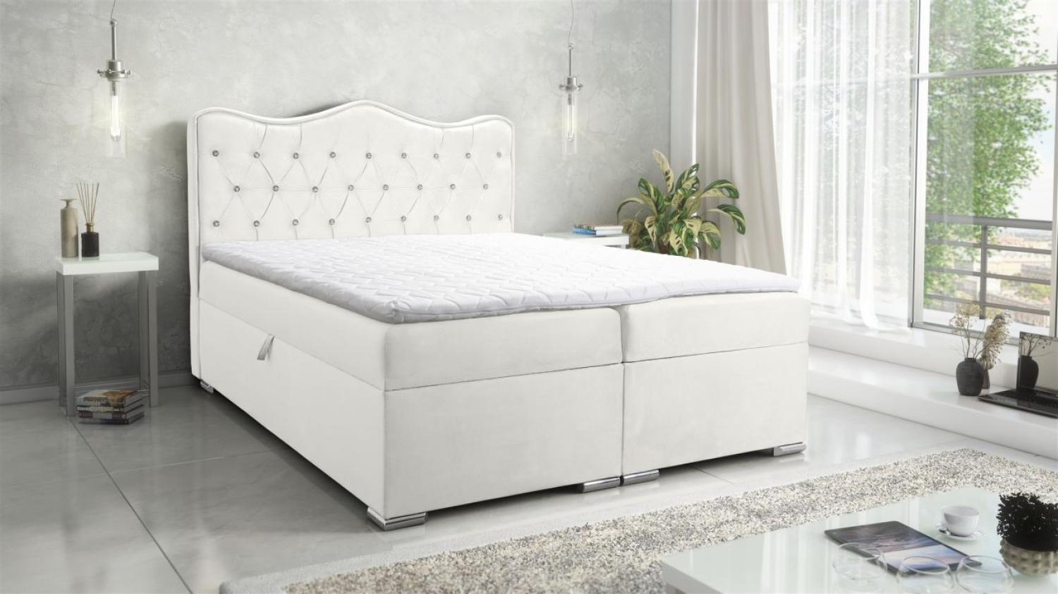 Boxspringbett Schlafzimmerbett SULTAN New in Stoff Velvet X Hellcreme 120x200cm Bild 1