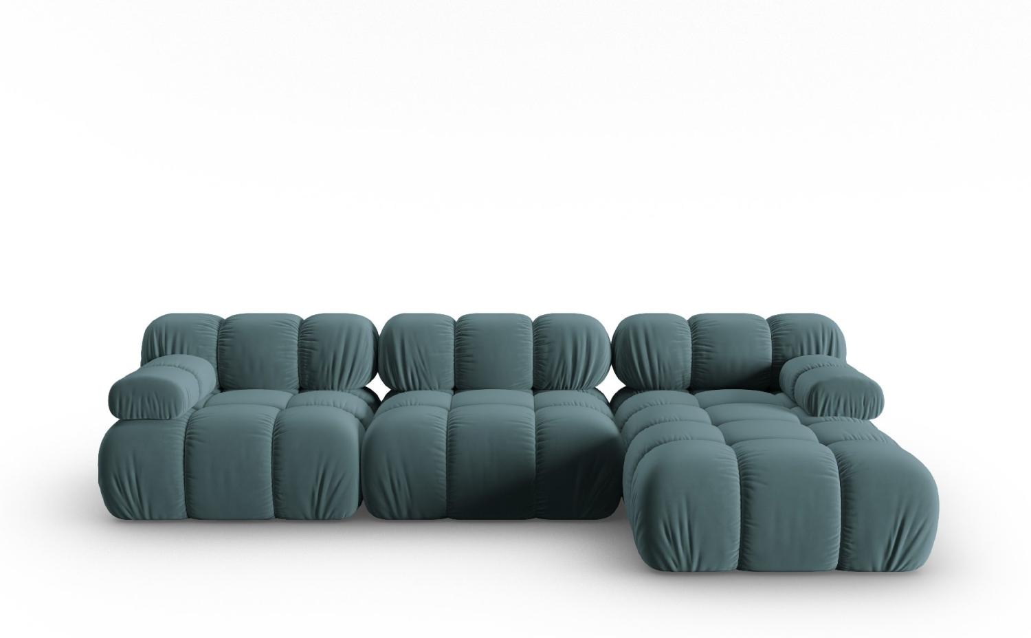 Micadoni Modulares Ecksofa Bellis 4-Sitzer Rechts Samtstoff Petrol Bild 1