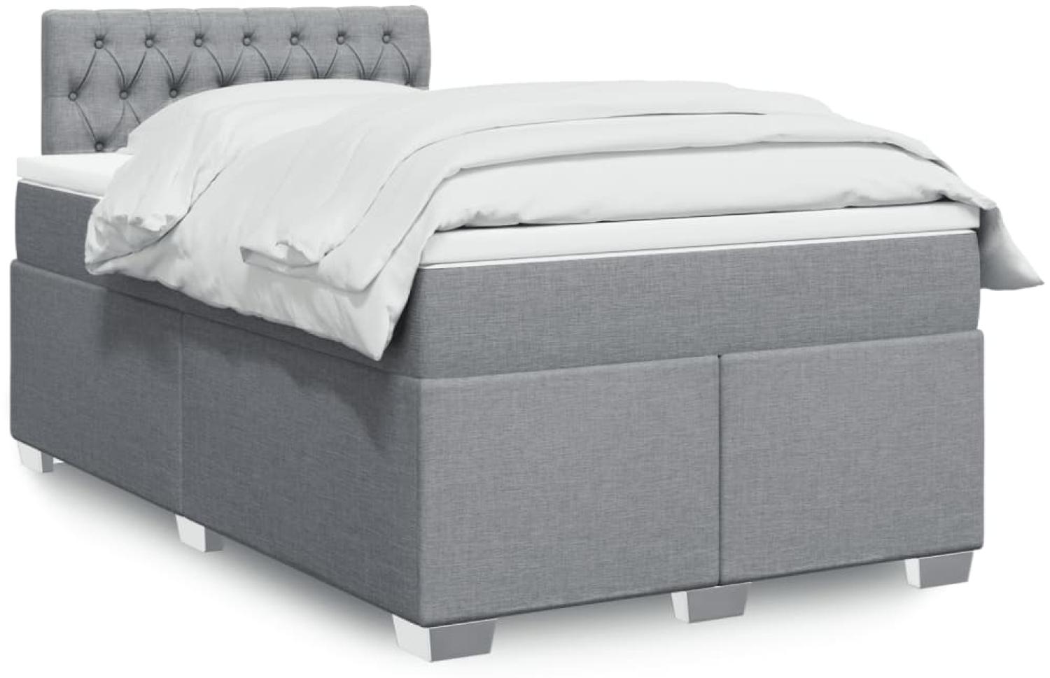 vidaXL Boxspringbett mit Matratze Hellgrau 120x200 cm Stoff 3288162 Bild 1