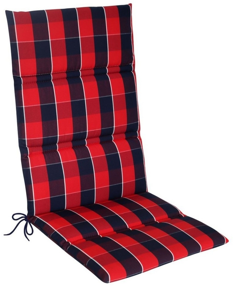 KETTLER Hochlehnerauflage 851, Gartenstuhlauflage Hochlehner 120x48x3cm, Rot-Blau Kariert Bild 1