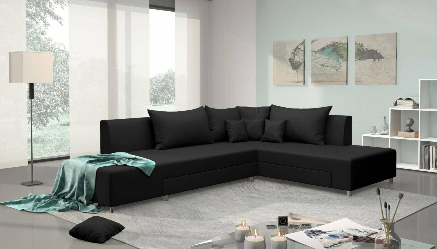 Stylefy Livia Ecksofa Schwarz Kunstleder Bild 1