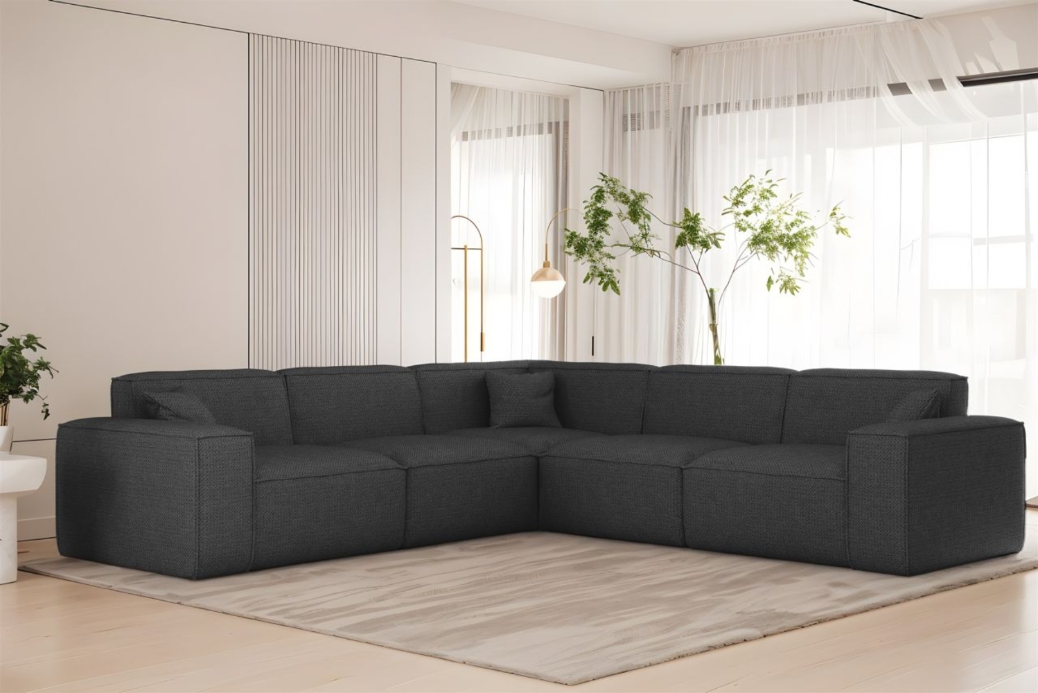 Ecksofa Designersofa CELES PREMIUM in Stoff Artico Anthrazit Seite Universal Bild 1