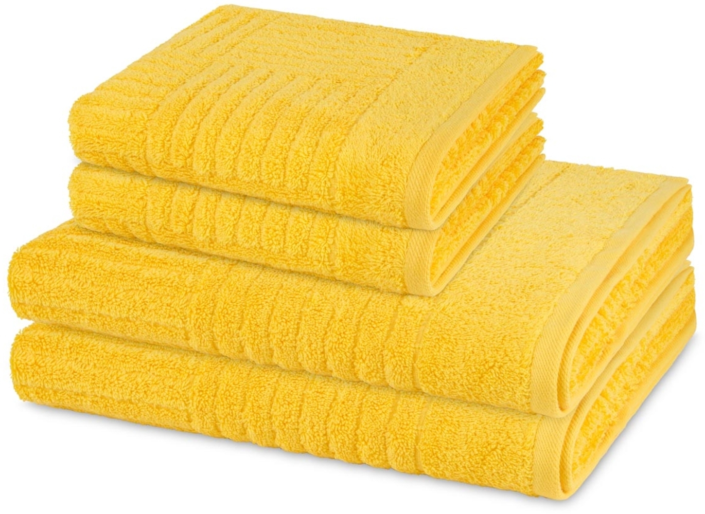 Ross Carre 4 tlg. Frottier-Set - 2 X Handtuch (50 X 100cm), 2 X Duschtuch (70 X 140cm) - 520 - Sonne Bild 1