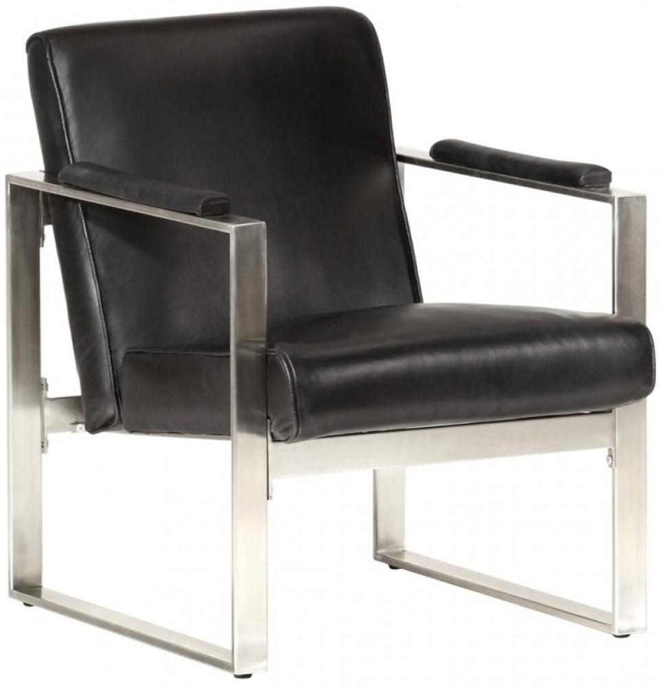 vidaXL Sessel Schwarz 60 x 73 x 77 cm Echtleder Bild 1