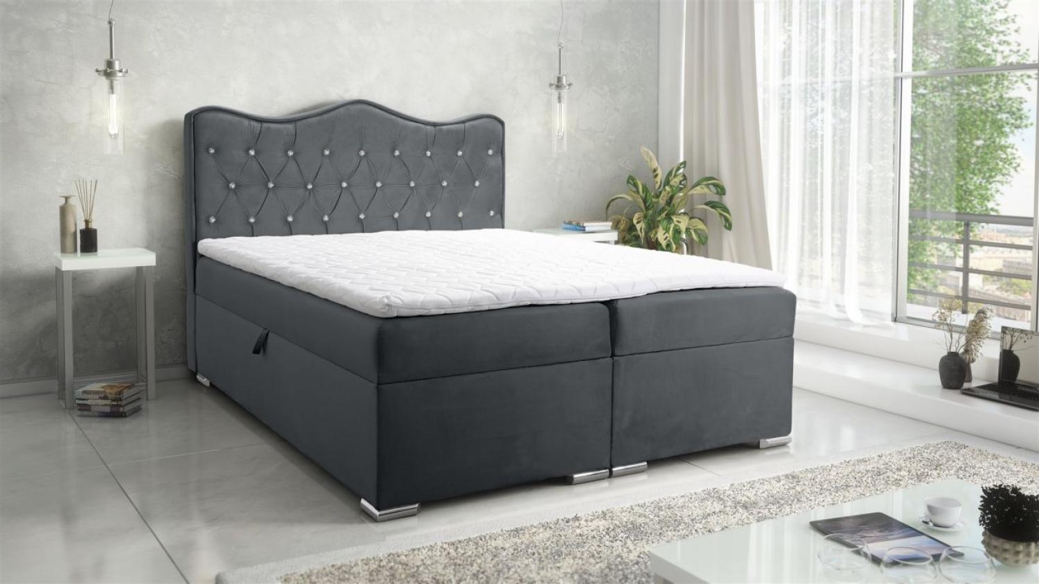 Boxspringbett Schlafzimmerbett SULTAN New in Stoff Velvet X Graphitgrau 140x200cm Bild 1