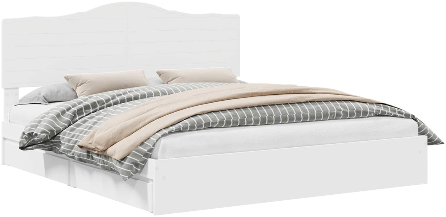 vidaXL Aufbewahrungsbett mit Kopfteil Weiß 200x200 cm Holzwerkstoff 3413471 Bild 1