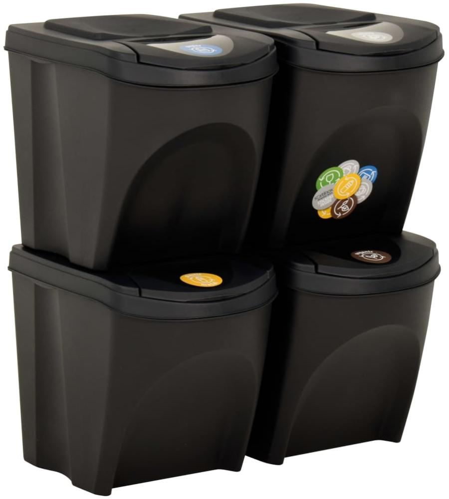vidaXL Stapelbare Mülleimer 4 Stk. Anthrazit 100 L 316185 Bild 1