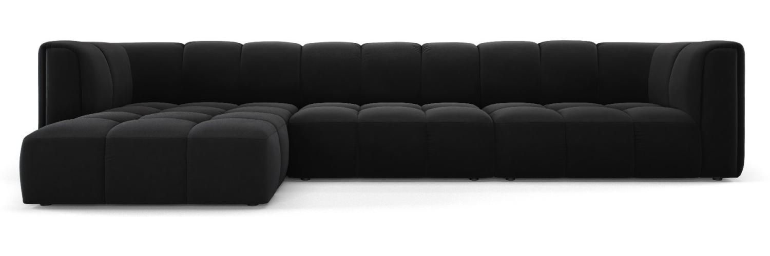 Micadoni Modulares Ecksofa Serena 5-Sitzer Samtstoff, Schwarz, Links Bild 1