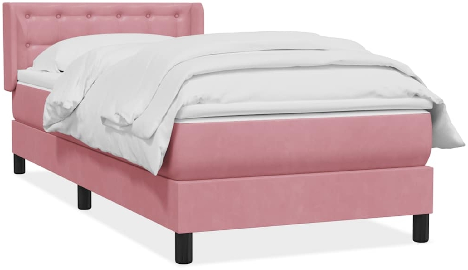 vidaXL Boxspringbett mit Matratze Rosa 100x210 cm Samt 3318446 Bild 1