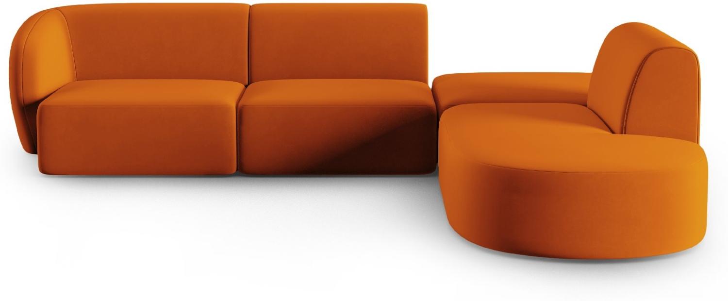 Micadoni Modulares Ecksofa Shane 5-Sitzer Rechts Samtstoff Terrakotta Bild 1