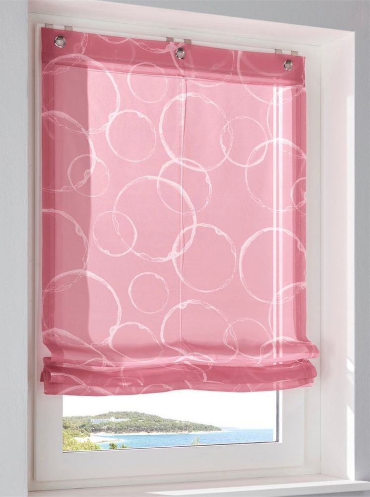 Rollo Raffrollo, heine, halbtransparent, Ösen mit Fensterhaken Bild 1