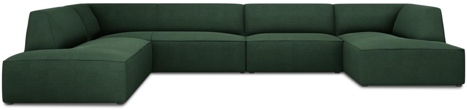 Micadoni 7-Sitzer Panorama Ecke links Sofa Ruby | Bezug Green | Beinfarbe Black Plastic Bild 1