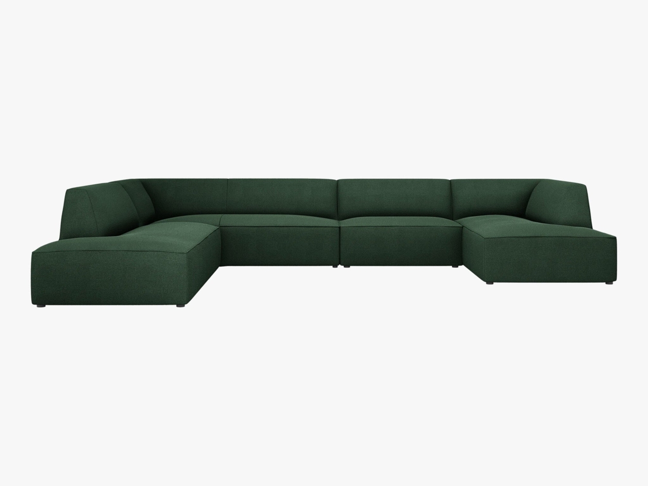 Micadoni Panorama-Ecksofa Ruby 7-Sitzer Links Strukturierter Stoff Ottawa Grün Bild 1