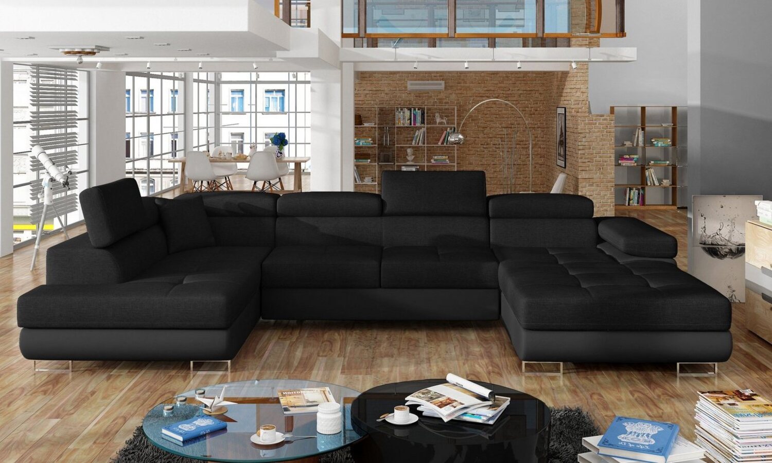 Best for Home Ecksofa Rodrigo, mit Bettfunktion, Bettkasten und verstellbaren Kopfstützen Bild 1