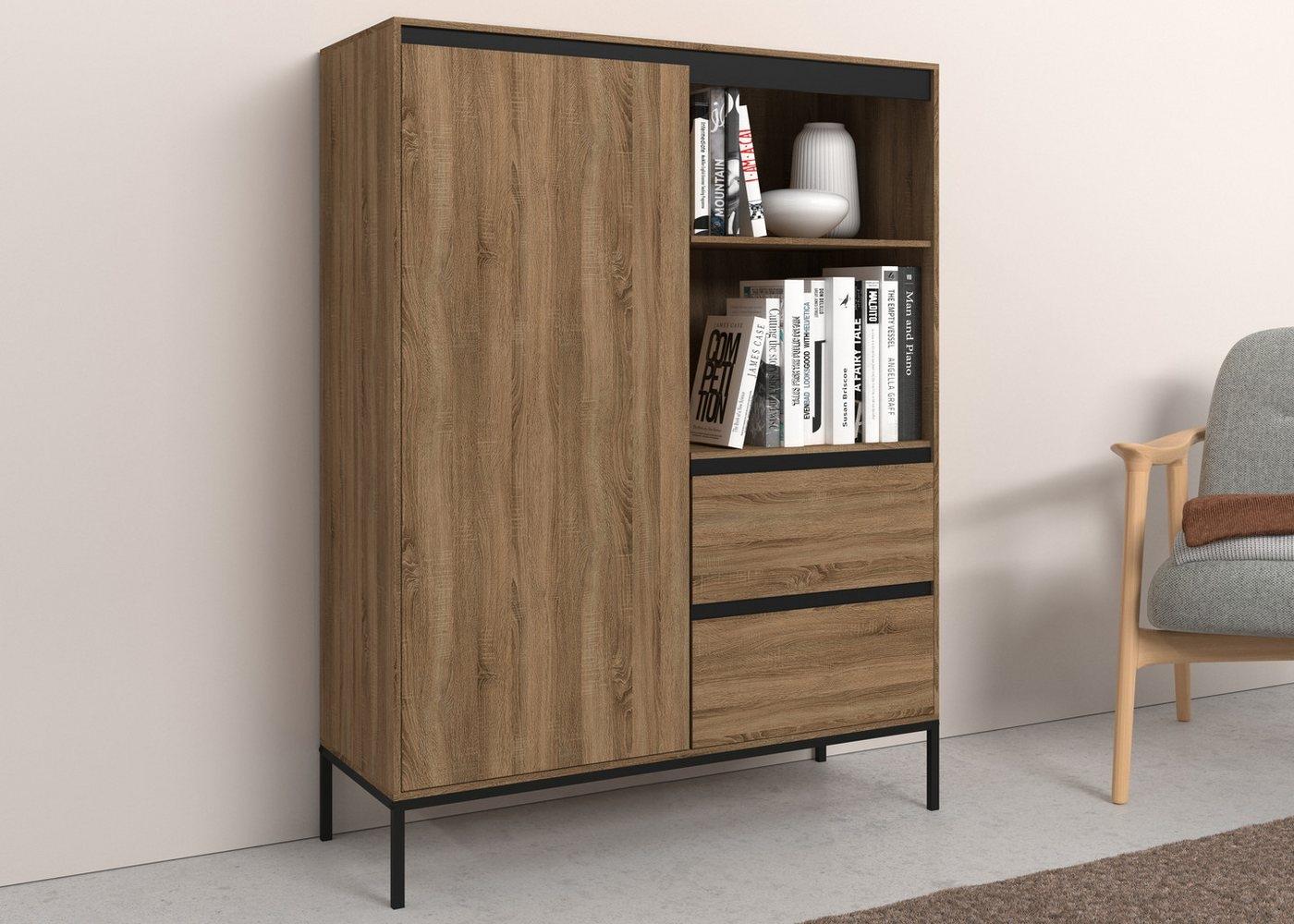 INOSIGN Highboard Bari, Vitrine mit 2 Schubladen und 3 Einlegeböden, Breite 90 cm Bild 1