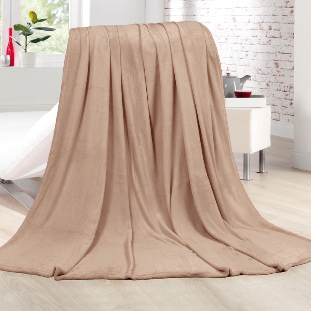 Kuscheldecke Cashmere Touch 200x220cm ( Camel ) Flauschige Wohndecke für Sofa, Couch und Bett, Tagesdecke OEKO-TEX - Sofaüberwurf Bild 1