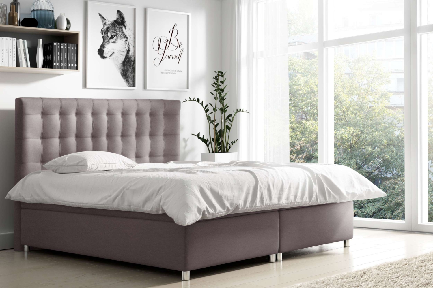 99rooms Riverside Boxspringbett Kunstleder 200x200 cm Grau Bild 1