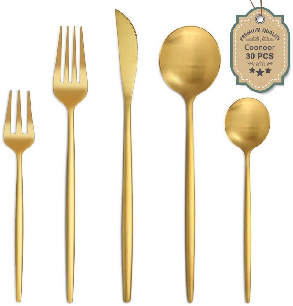 Coonoor Besteck-Set für 6 Personen, 30 teilig Essbesteck Set inkl. Messer, Gabel, Löffel (30-tlg), Edelstahl, Besteck Edelstahl, Spülmaschinenfest Bild 1