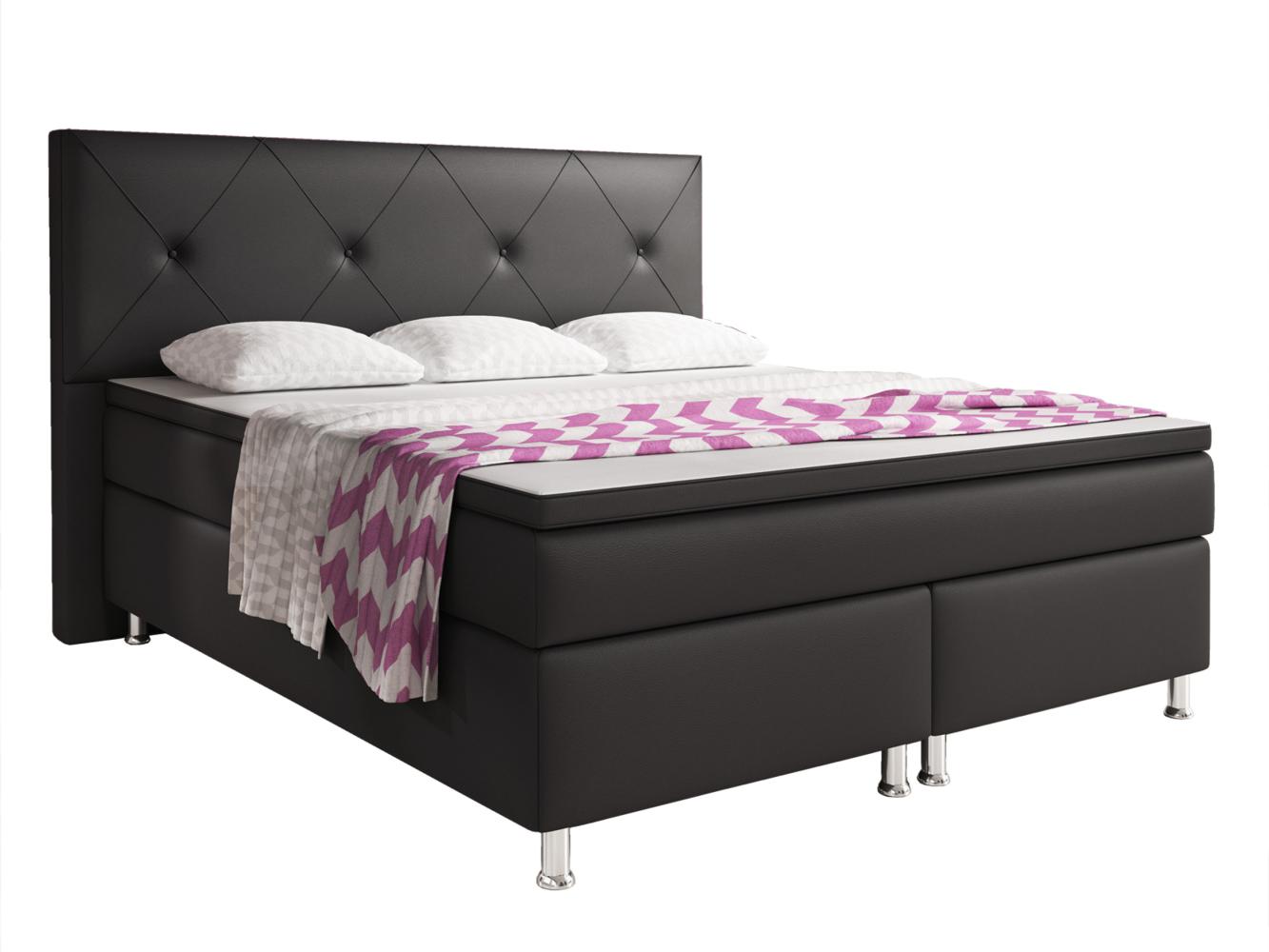 Boxspringbett Oxford 180x200 cm Kunstleder Schwarz Bild 1