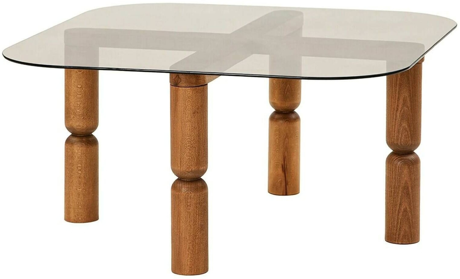 Dmora Wohnzimmertisch Gran, Niedriger Wohnzimmertisch, Kaffeeregal, Couchtisch für Sofa, 80x80h40 cm, Walnuss und Geräuchert Bild 1