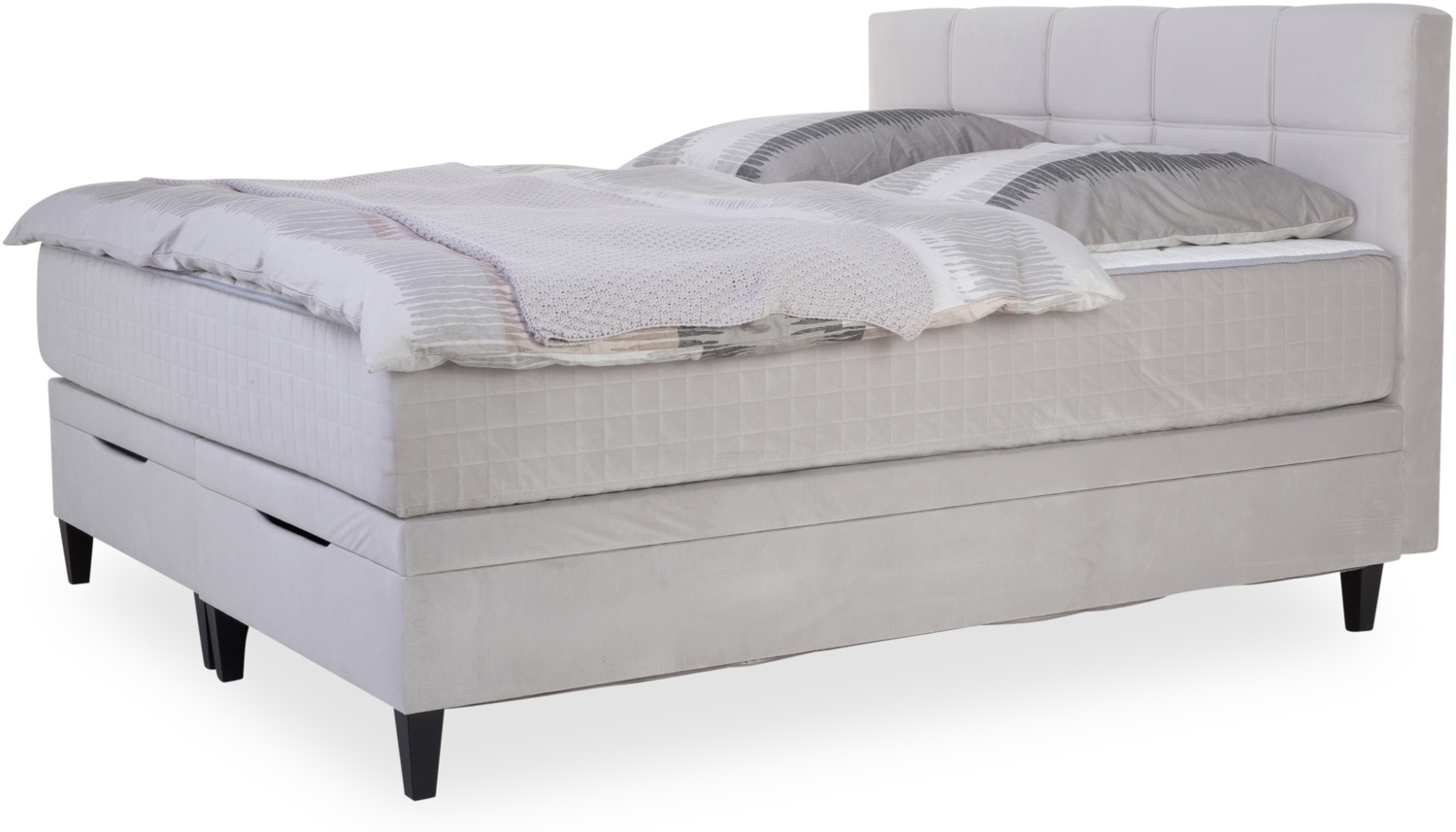 Boxbett Wicky / BX2590 Wien, Polyester, Stoff, Silber, 180 x 114 x 213 cm Bild 1