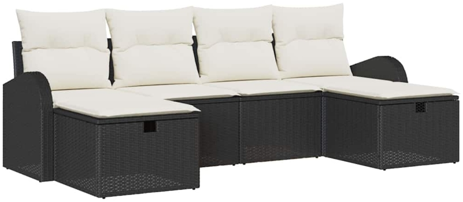 vidaXL Sofa Set mit Kissen 6 pcs Schwarz und Creme Poly-Rattan 3359116 Bild 1